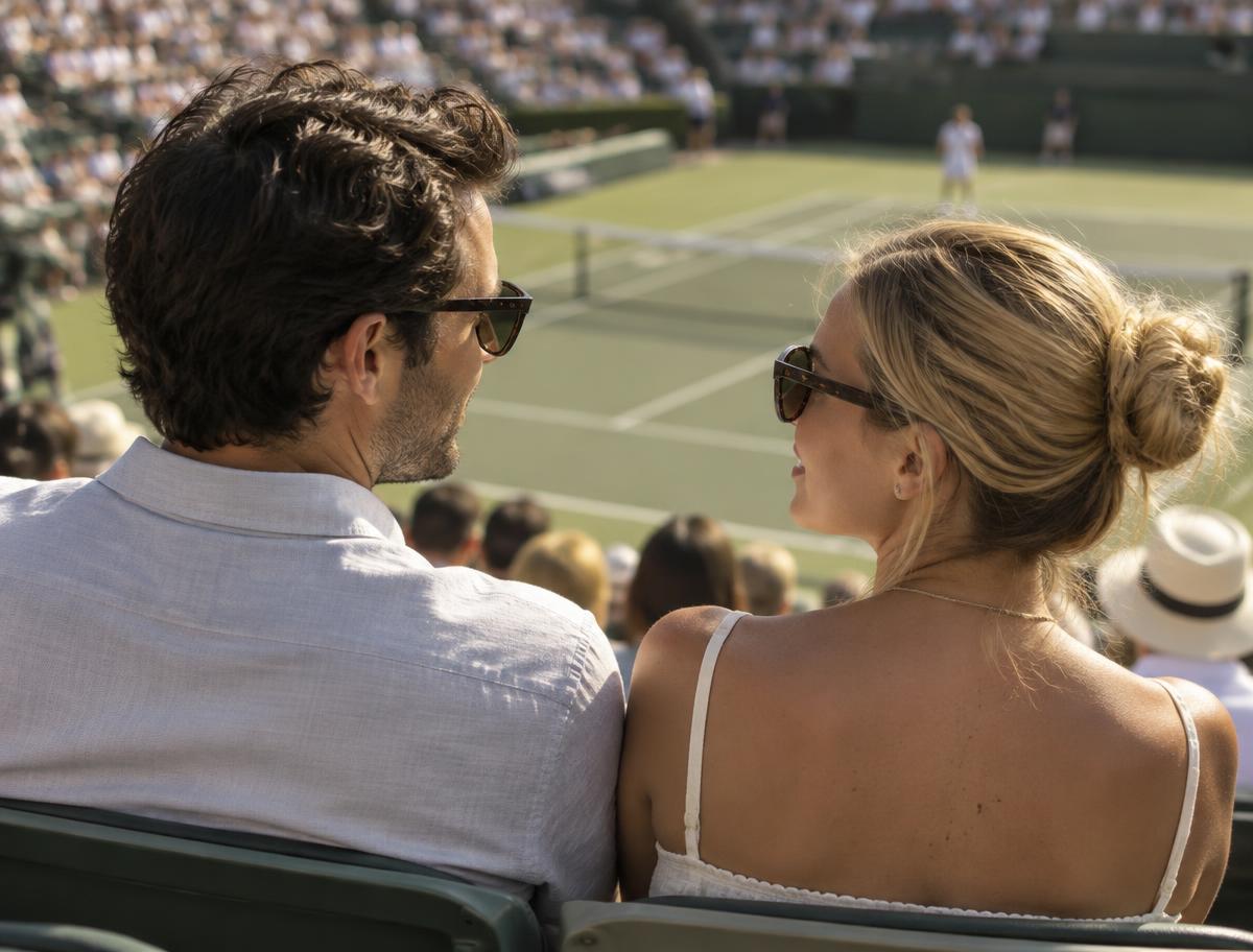 Pareja en la grada de un torneo de tenis